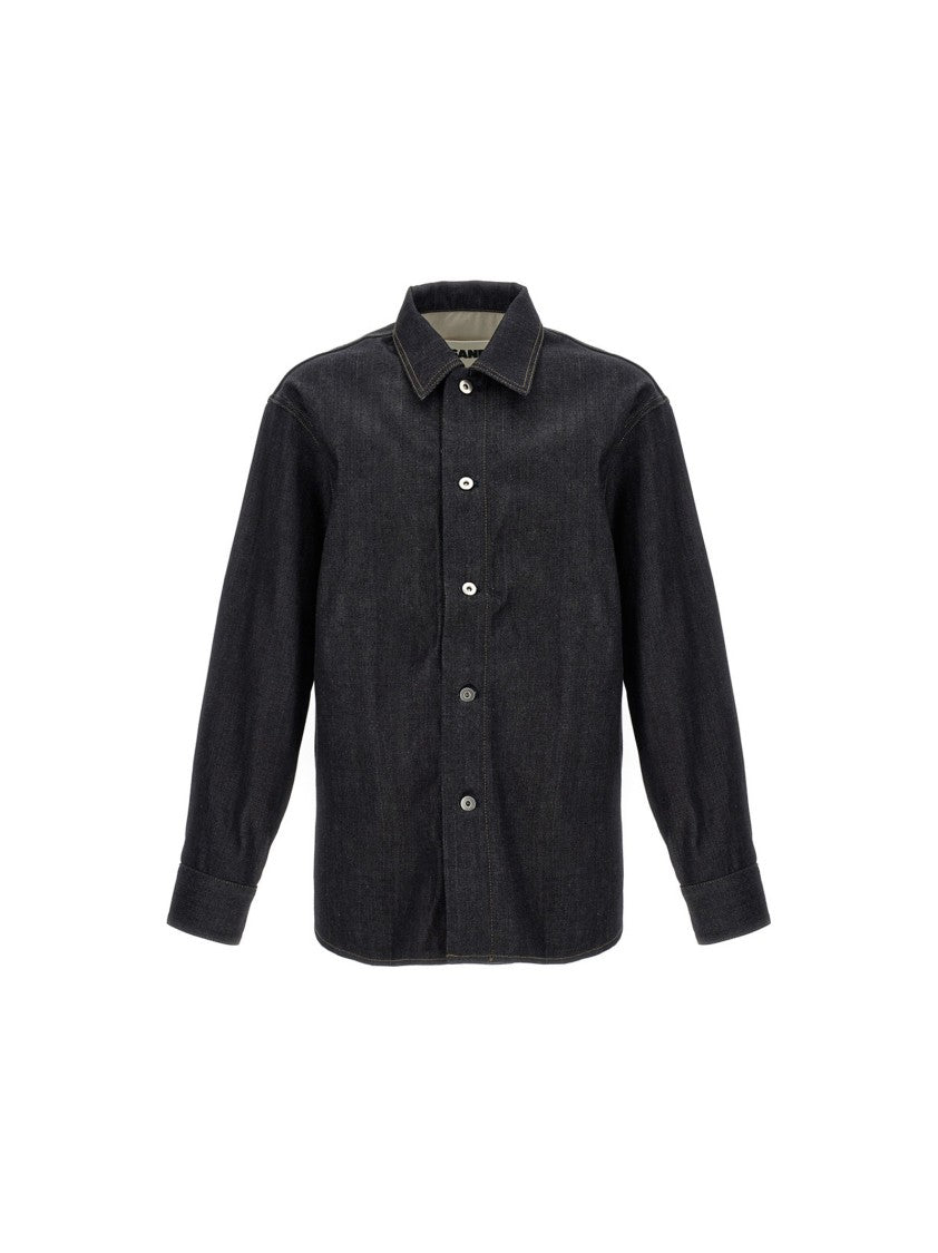 Jil Sander Black Denim Overshirt With Structured Collar