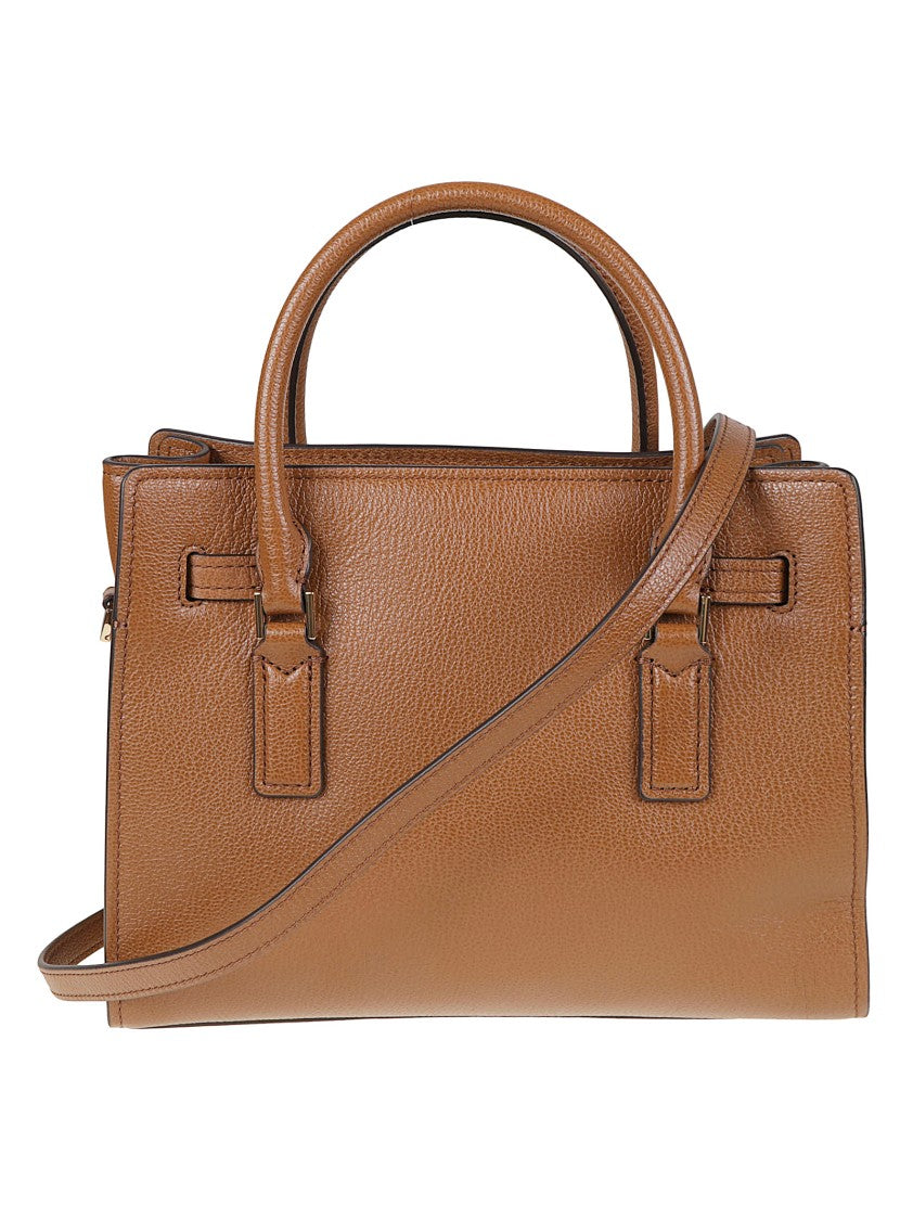 Michael Kors Small Hamilton Textured Leather Gold-Tone Satchel