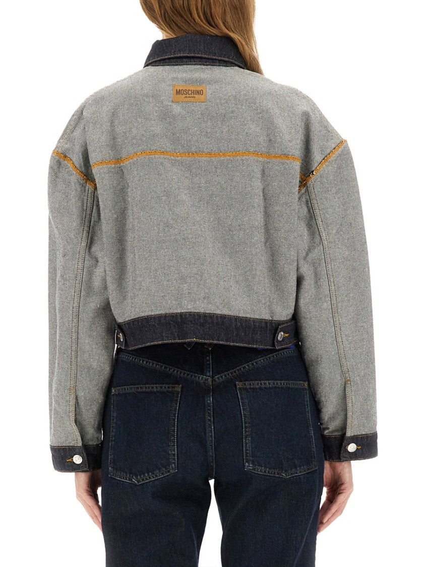 Moschino Cropped Boxy Denim Jacket
