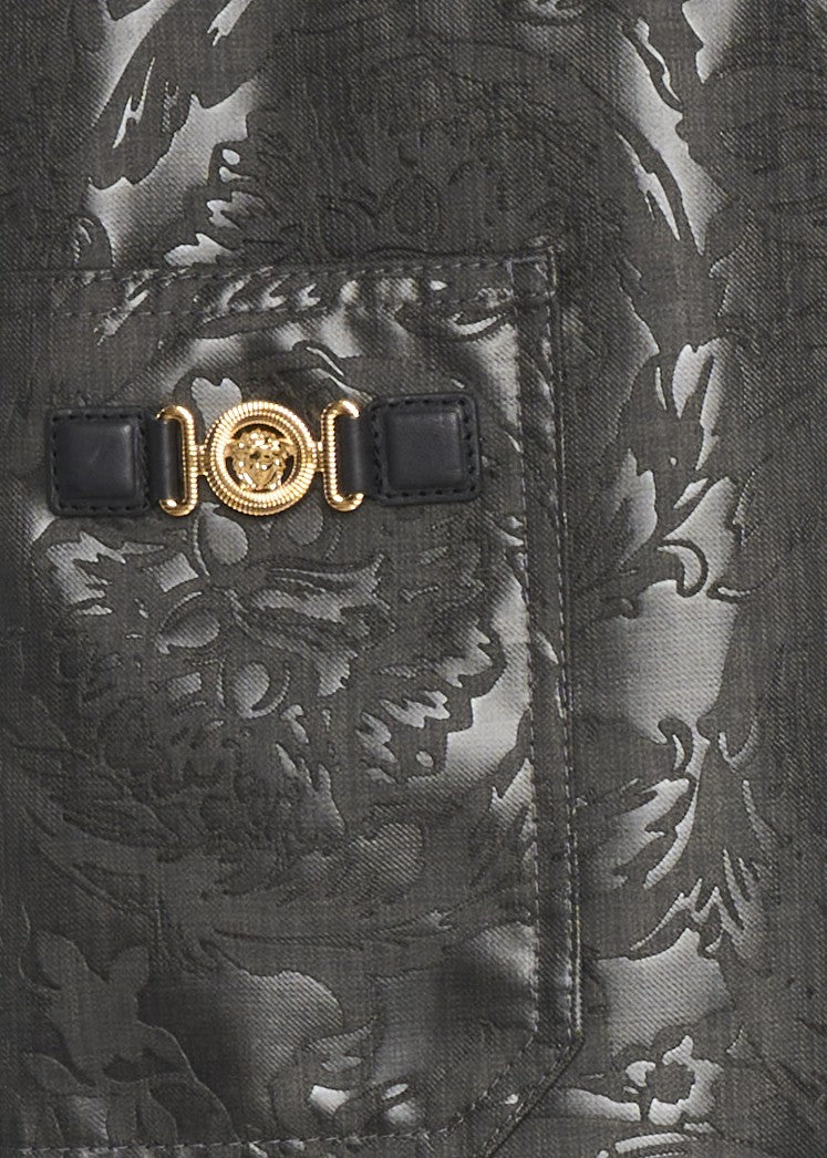 Versace Grey Jacquard Trousers With Five-Pocket Design