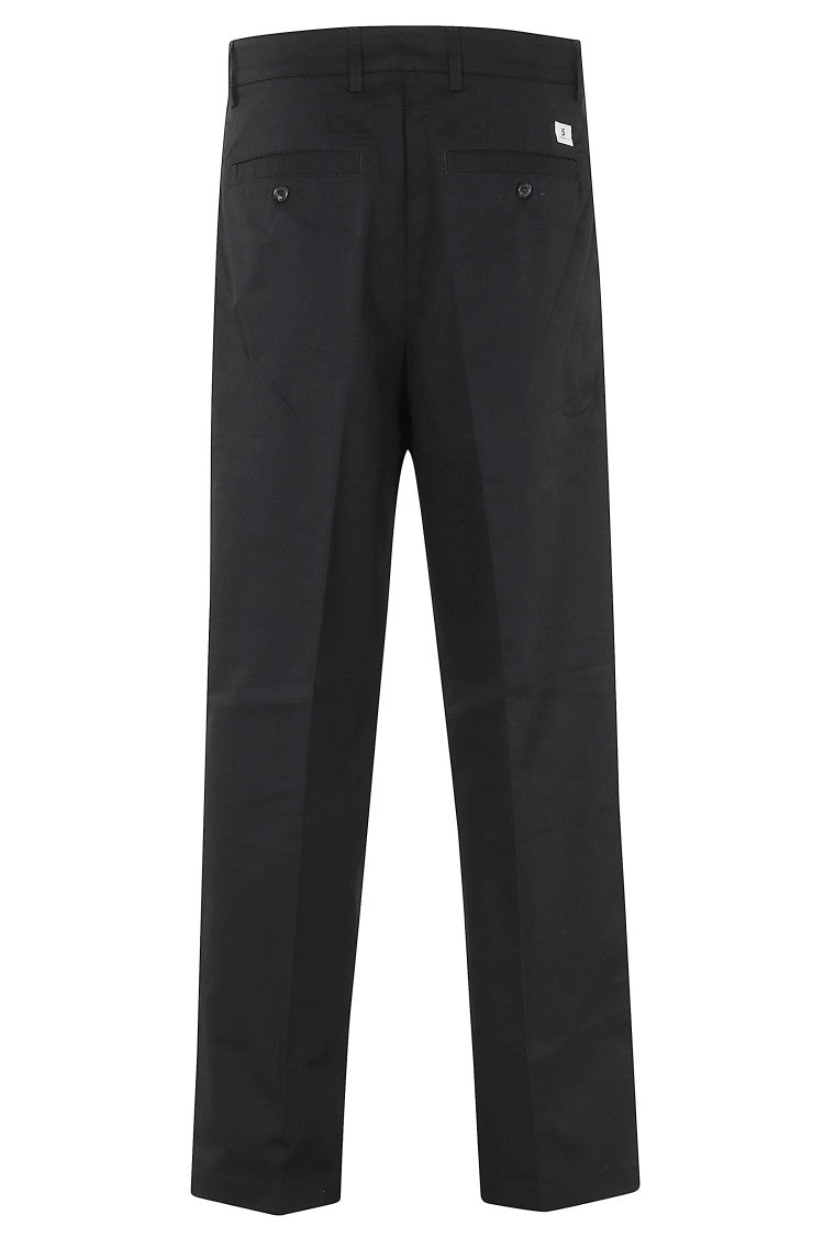 Department 5 Black Italian Cotton Darted Wide-Leg Pants