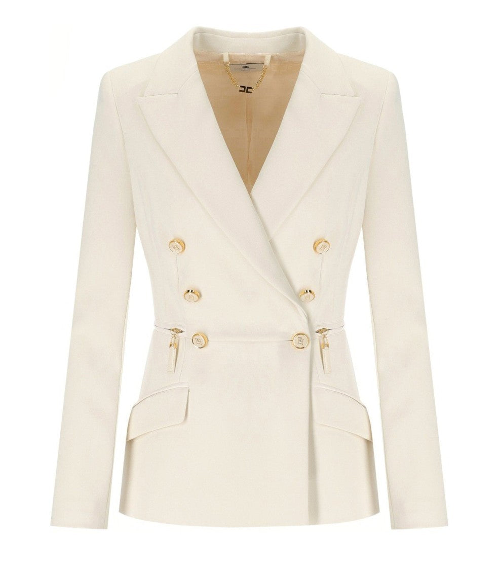 Elisabetta Franchi Milk Double-Breasted Blazer