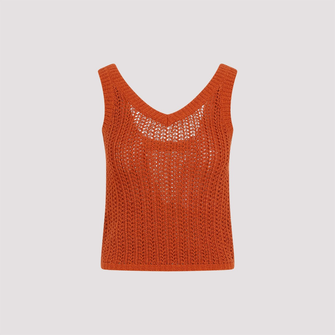 Max Mara Arrigo Crochet Orange Cotton Top