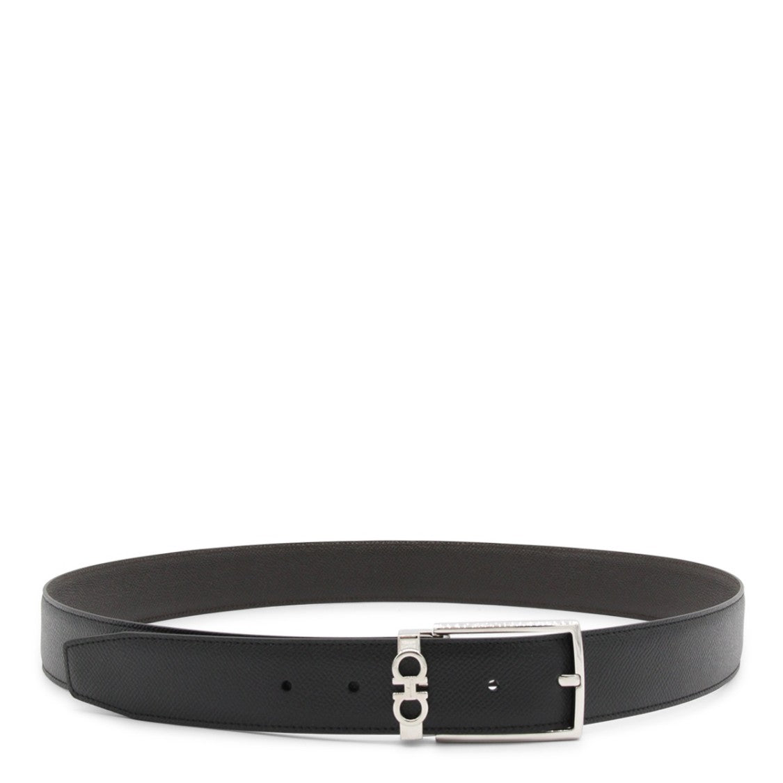 Ferragamo Black Leather Gancini Belt