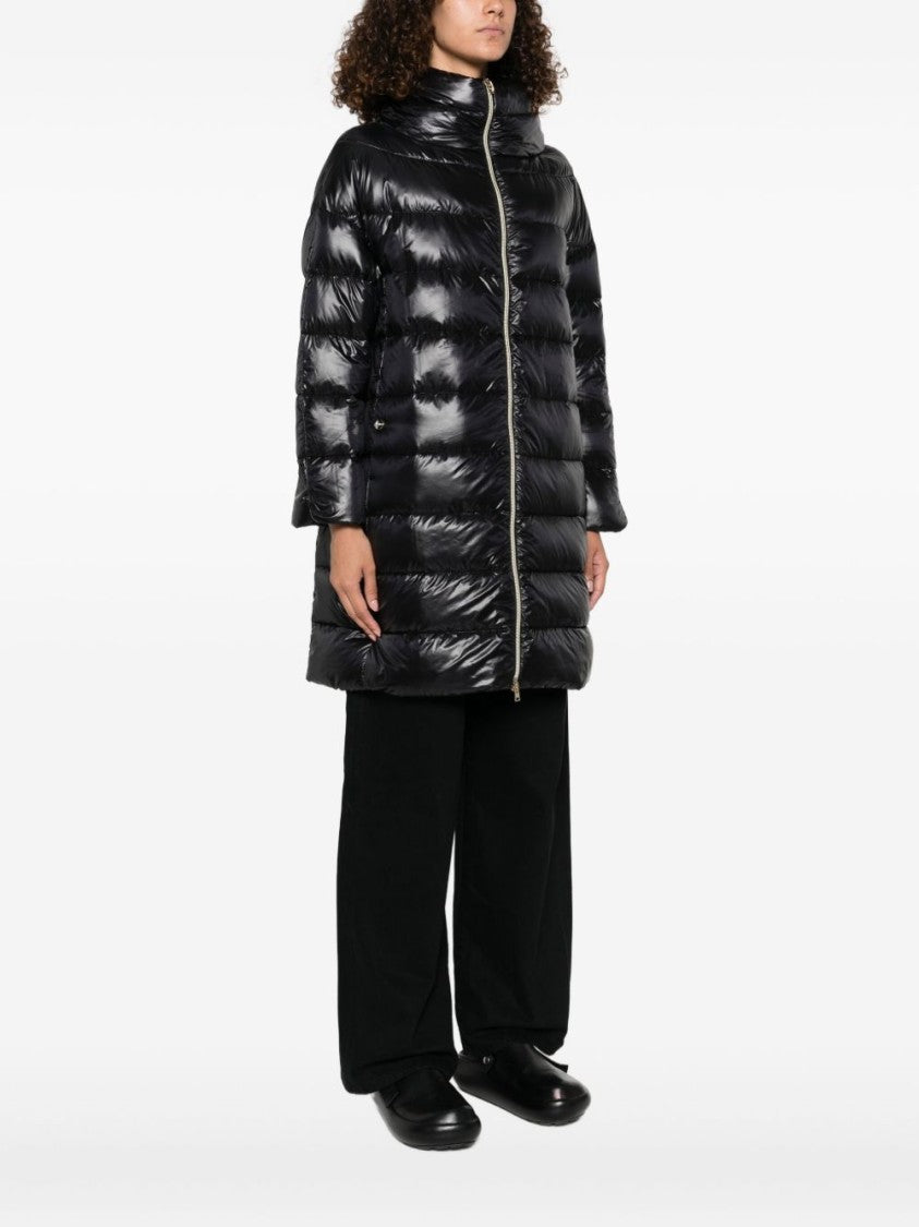 Herno Quilted Black Jacket With High Collar