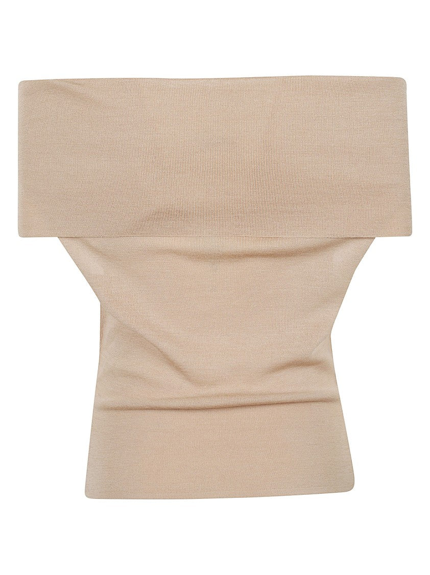 Almada Label Ribbed Knit Strapless Top