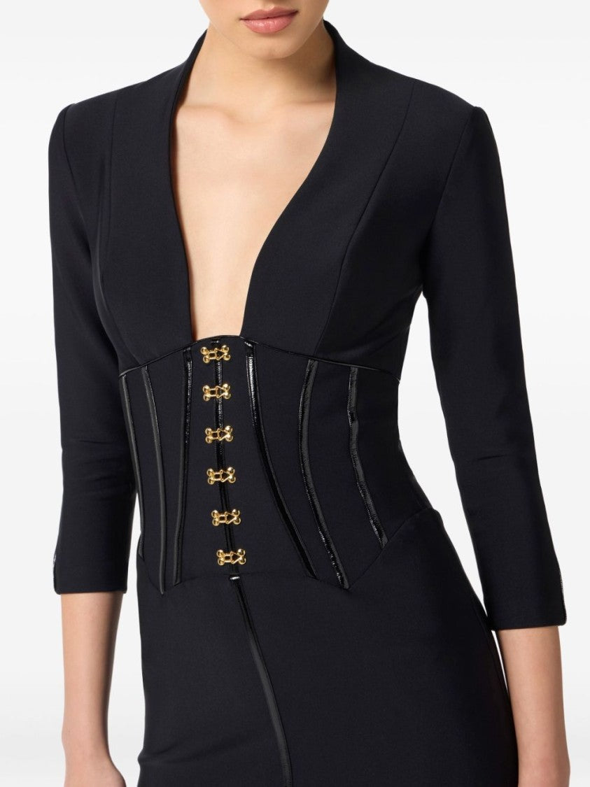 Elisabetta Franchi Form-Fitting Mini Dress With Deep V Neckline