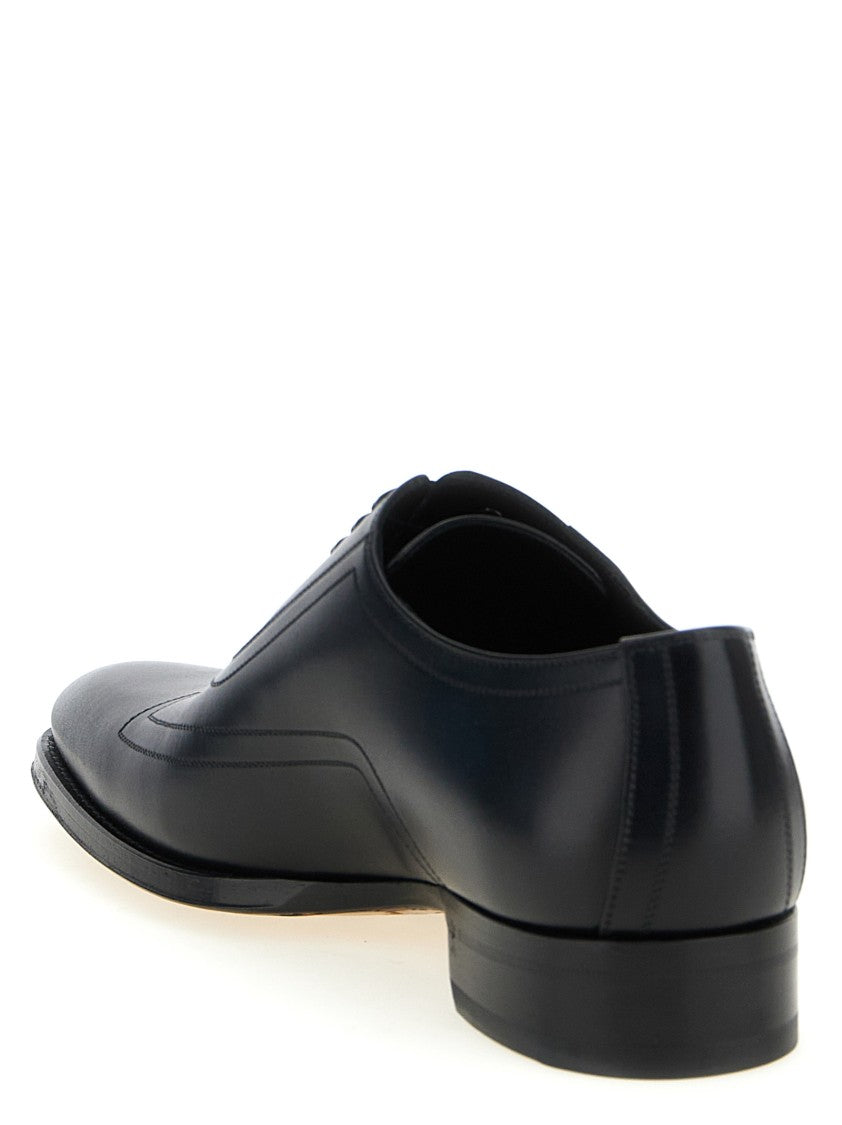 Gucci Lace-Up Leather Shoes With Engraved Gg Logo