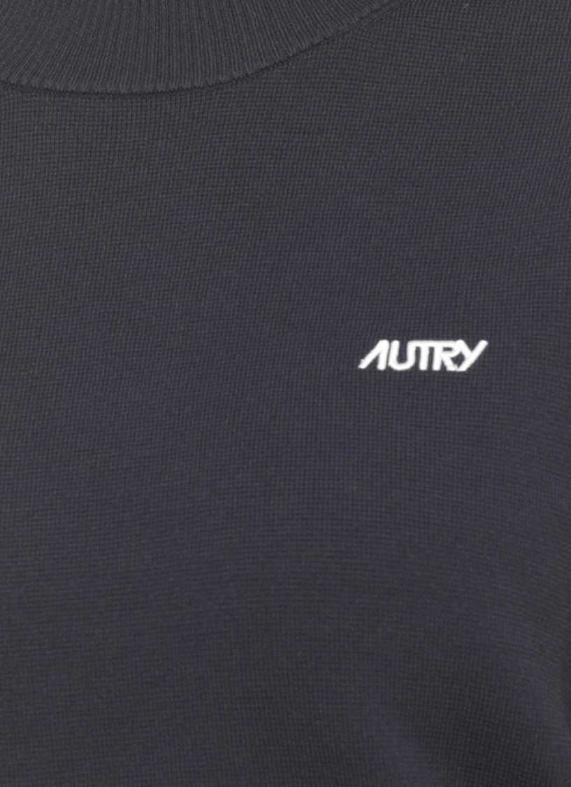 Autry Blue Knitted Viscose Logoed Vest