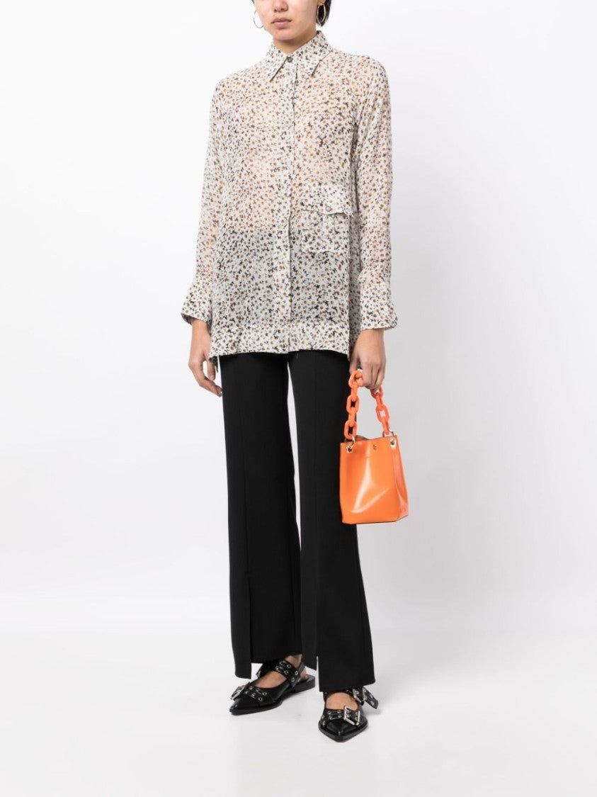 Ganni Floral-Print Long-Sleeve Shirt