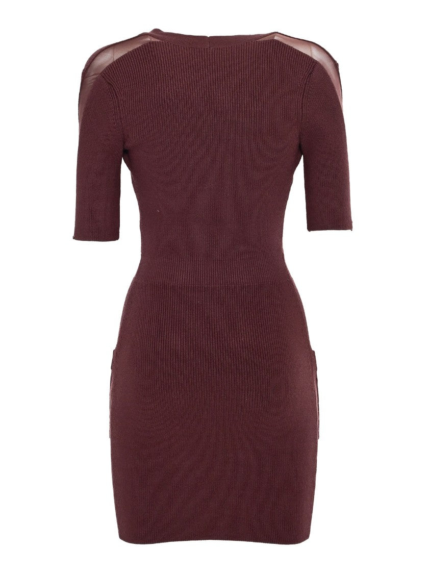 Elisabetta Franchi Fitted Knitted Dress With Deep V-Neckline