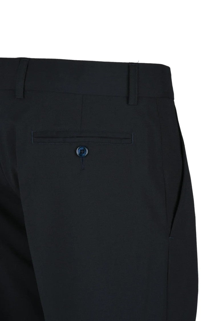 Grey Daniele Alessandrini Wool Stretch Trousers - Black