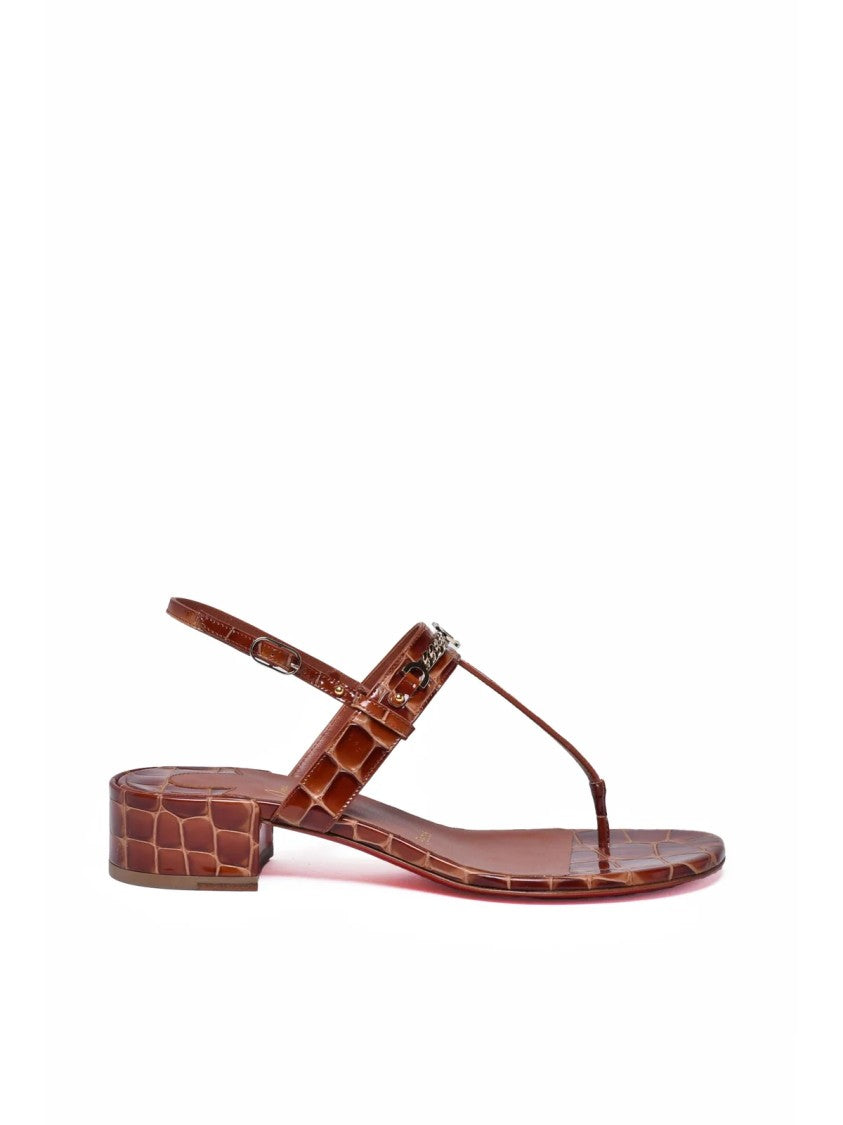 Christian Louboutin Mj Thong 25 Cognac Crocodile Leather Sandals