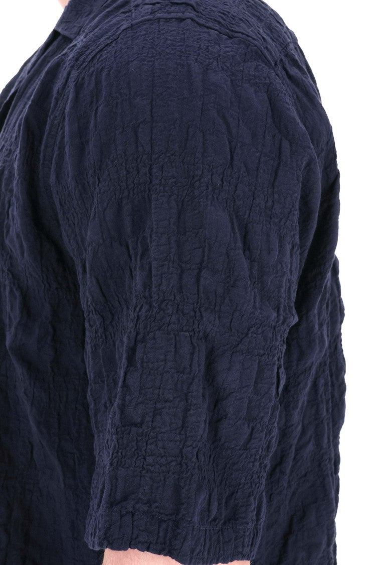 Officine Generale Textured Cotton Short Sleeve Shirt