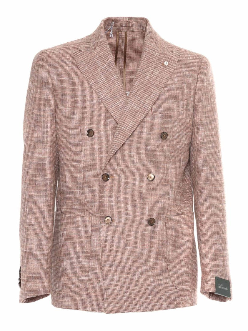 Brando-Lubiam Textured Double-Breasted Jacket With Tailored Fit