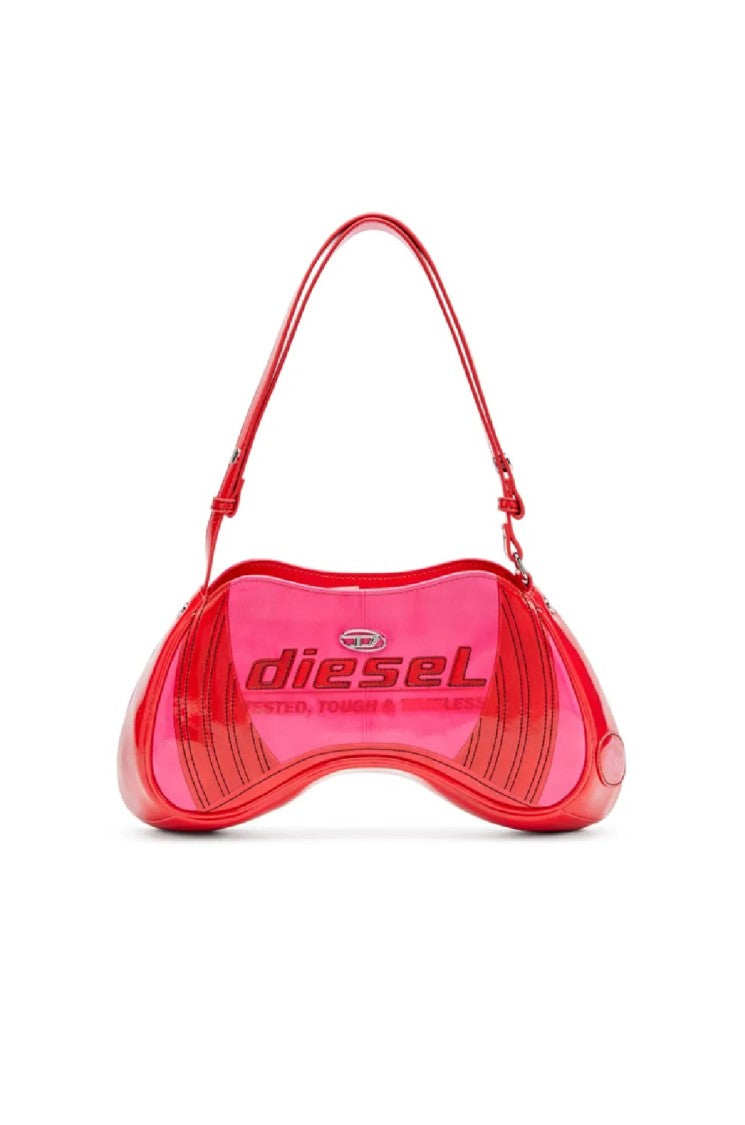 Diesel Sculptural Red Crossbody Bag With Glossy Finish