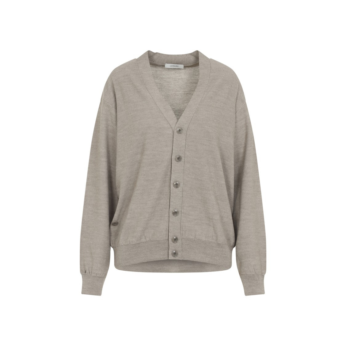 Lemaire Light Taupe Wool Relaxed Twisted Cardigan
