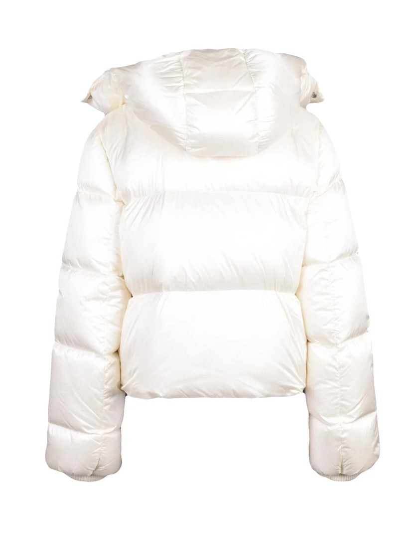 Add Short Down Jacket With Removable Hood And Glossy Finish