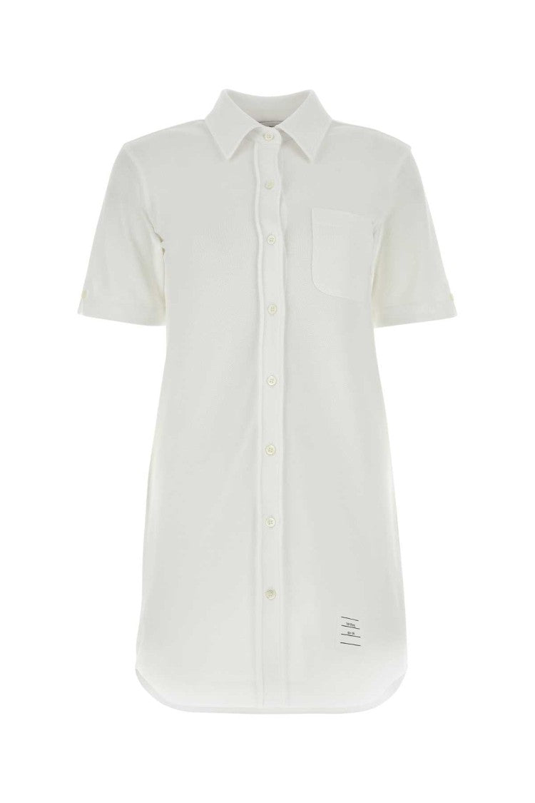 Thom Browne White Piquet Mini Shirt Dress