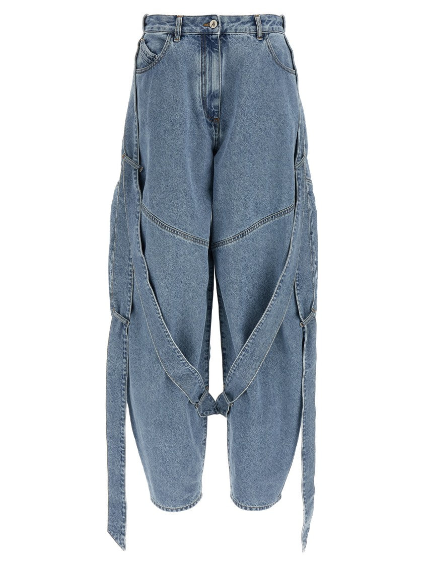 The Attico Washed Denim Tape Jeans