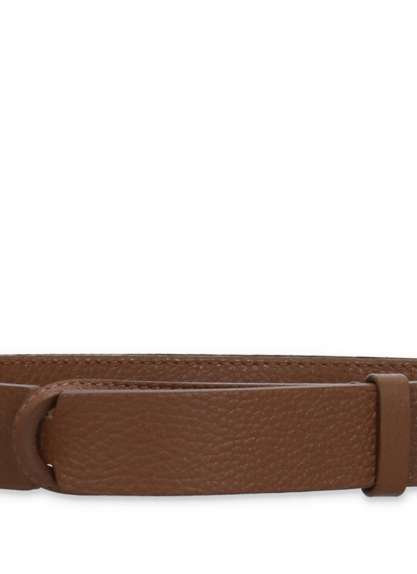 Orciani Pebbled Leather Nobuckle Belt With Sliding Ring Closure