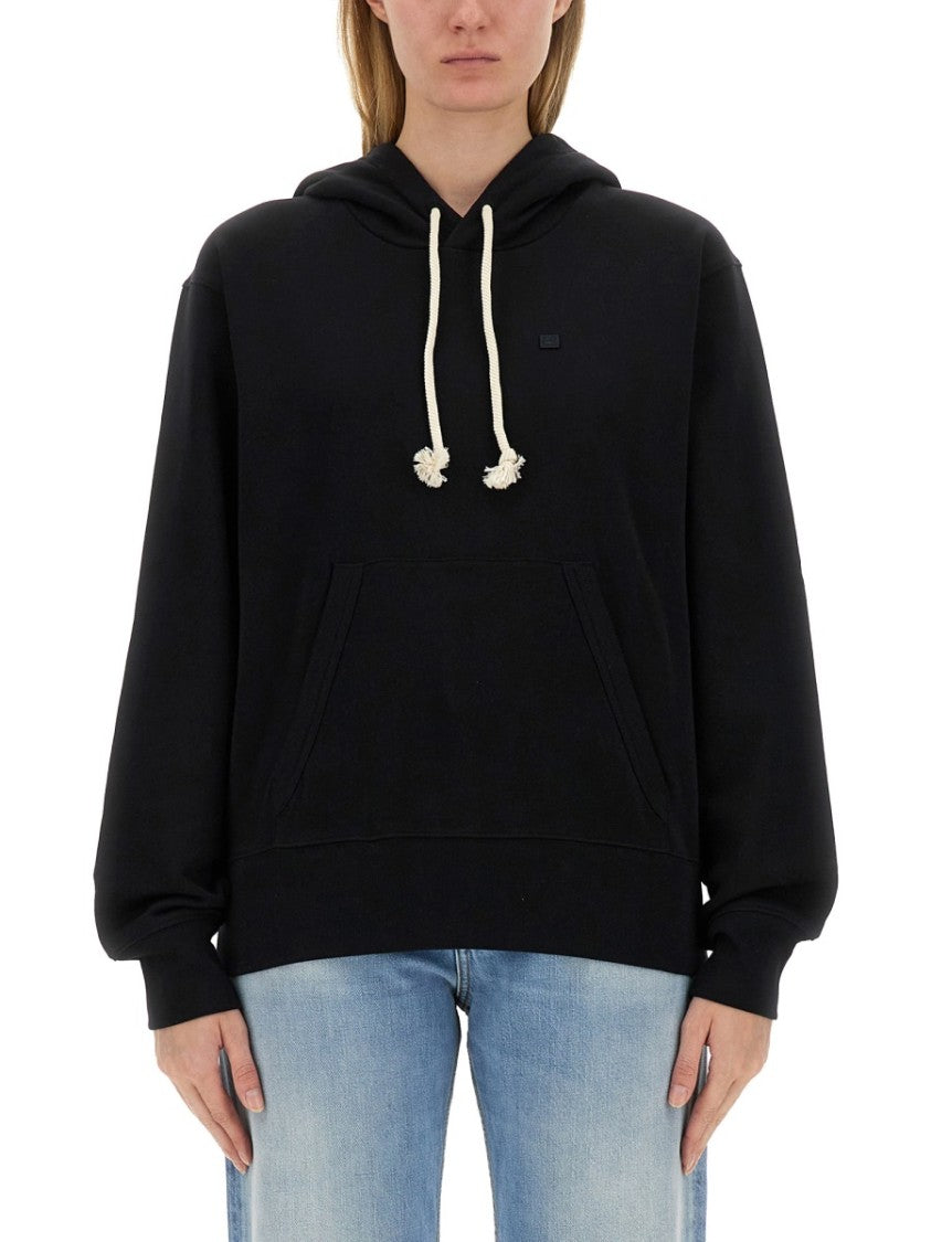 Acne Studios Relaxed Fit Sweatshirt With Hood And Face Patch Detail