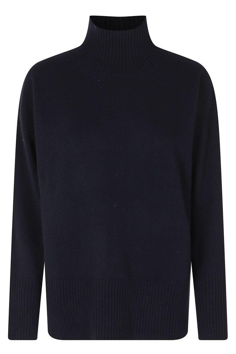 Roberto Collina Navy Merino Wool-Blend Turtleneck