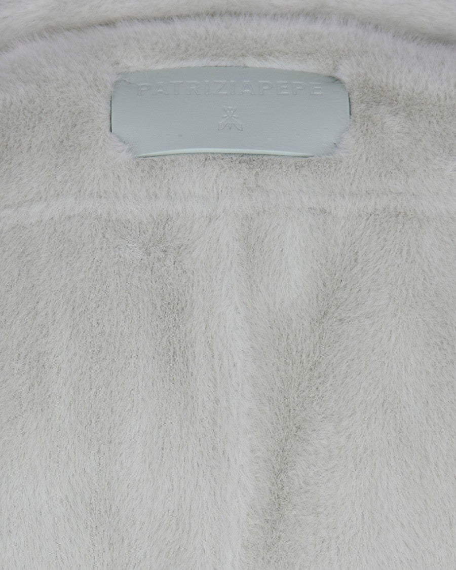 Patrizia Pepe Aqua Gray Faux Fur Jacket