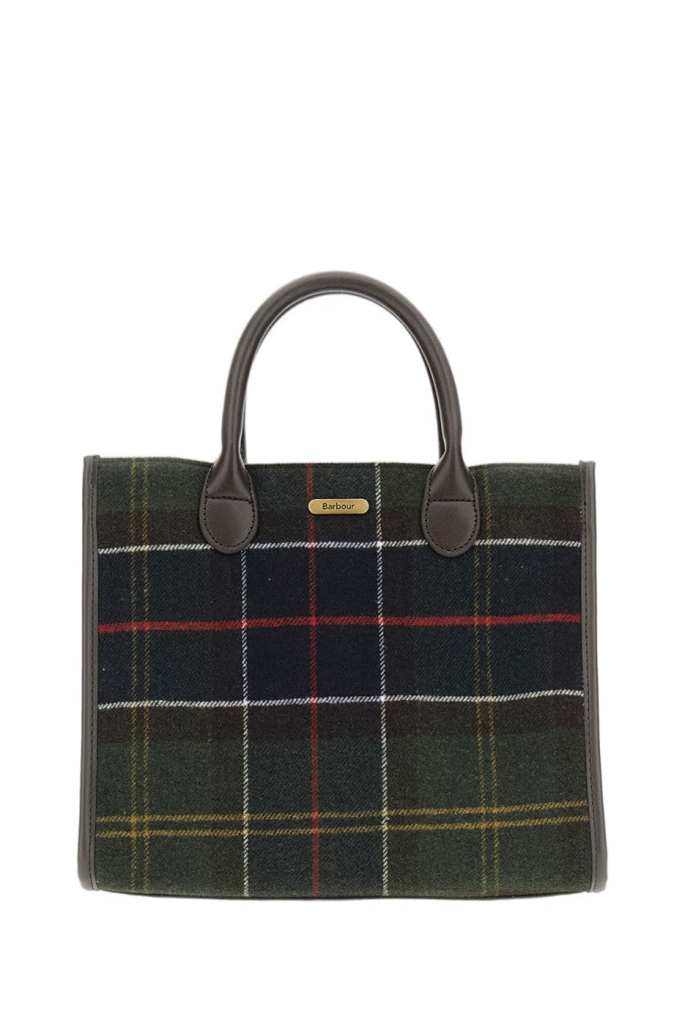 Barbour Barrhill Tartan Wool-Blend Leather Tote Bag