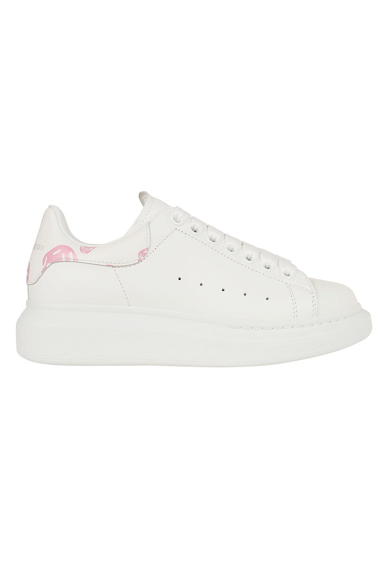 Alexander Mcqueen Oversized White Calfskin Pink Skull Sneakers