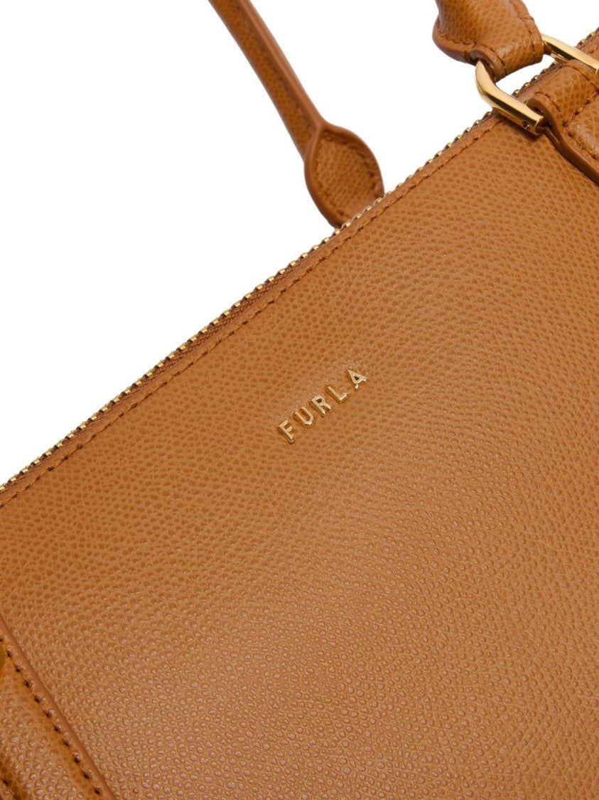 Furla Textured Leather Handbag With Gold-Tone Hardware