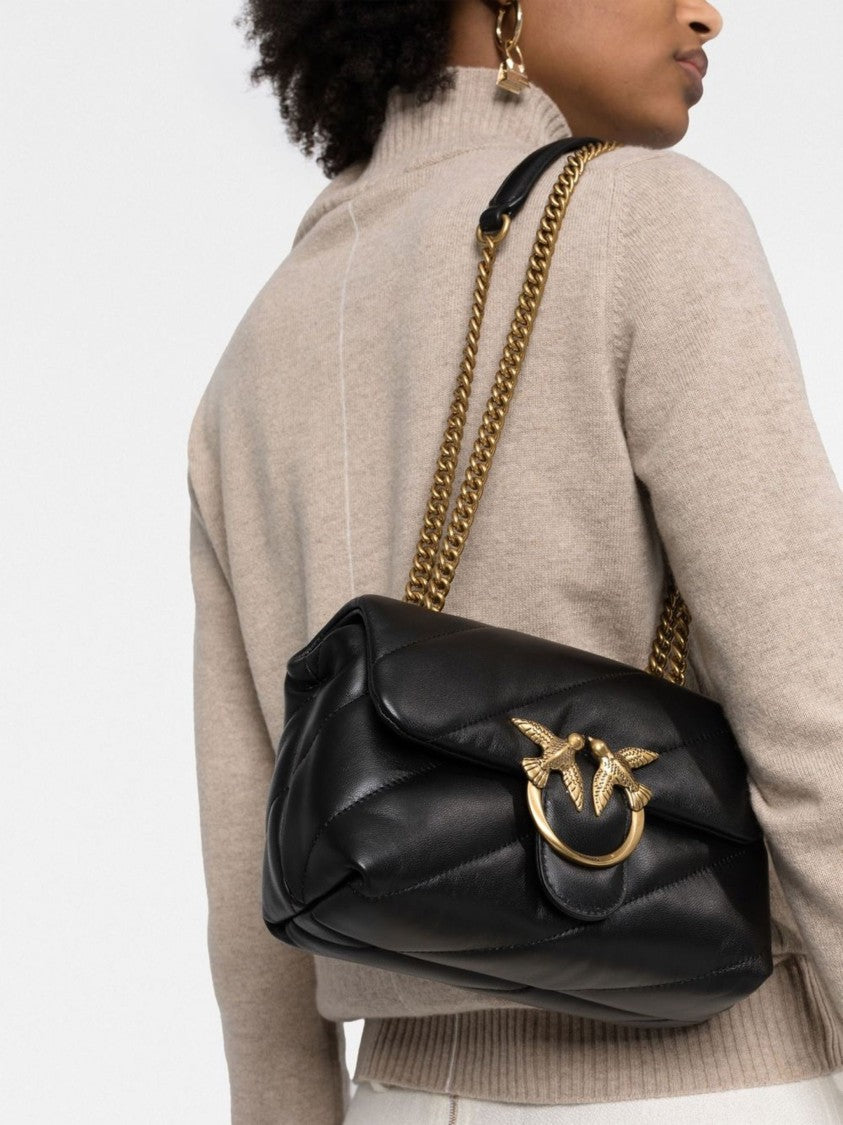 Pinko Love Puff Mini Quilted Leather Satchel