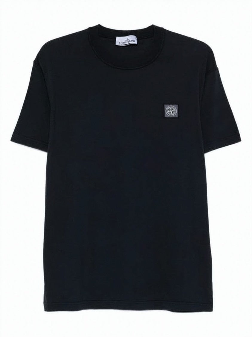 Stone Island Crew Neck T-Shirt In Solid Black