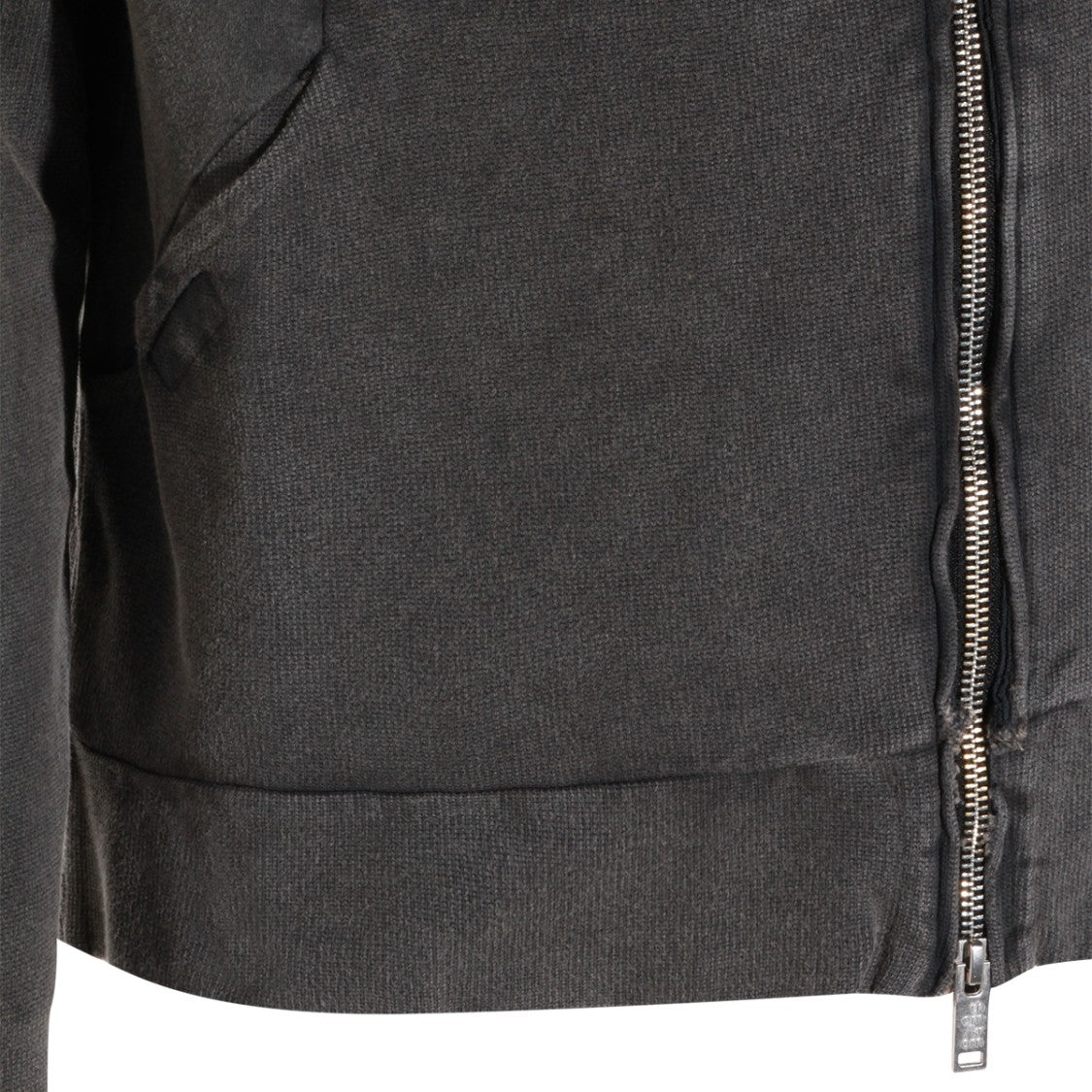 Thom Krom High-Neck Dark Grey Cotton Sweatshirt With Zip Closure And Hoodie