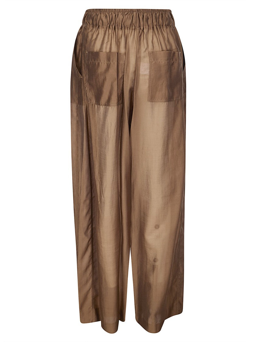 The Latest Beige Dora Lightweight Muslin Wide-Leg Trousers