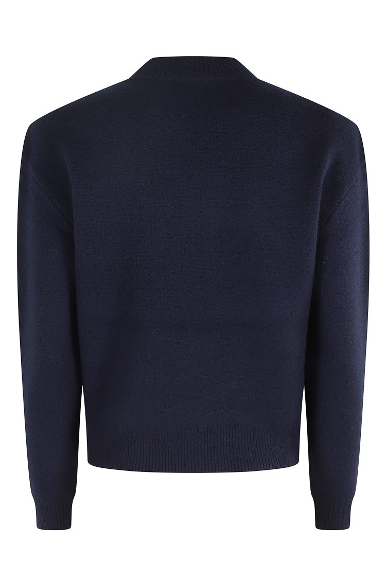 A.P.C. Boxy Cut Wool Sweater With Écru Chenille Logo