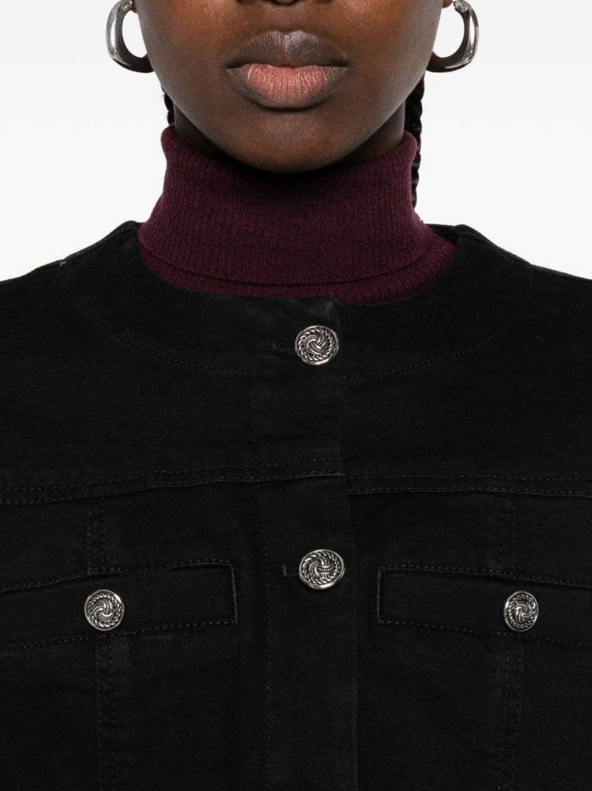 Liu Jo Cropped Black Jacket With Metallic Button Details