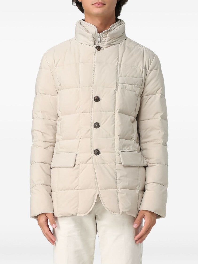 Fay Quilted Short Coat With Double-Breasted Front And Pockets
