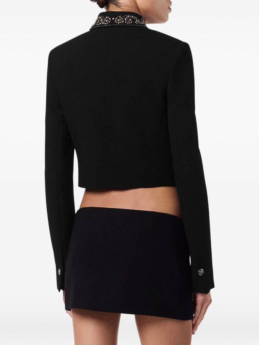 Versace Cropped Black Jacket With Tailored Fit