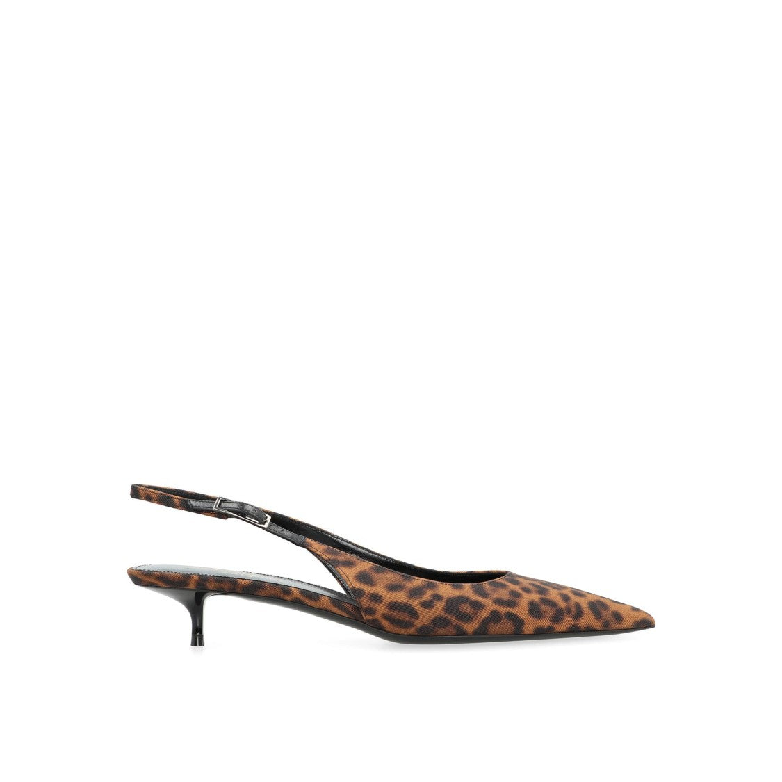 Saint Laurent Leopard Print Slingback Pumps With Adjustable Buckle