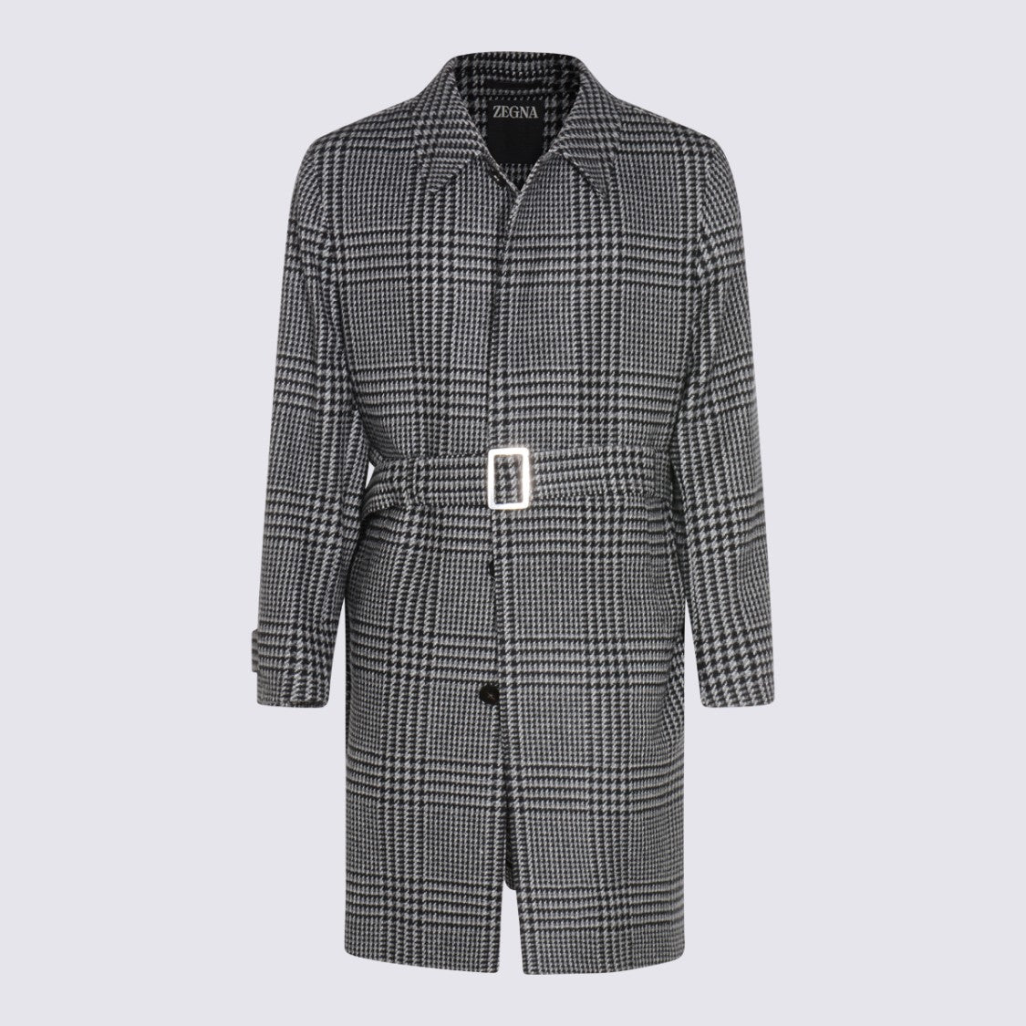 Zegna Grey And Black Wool Coat