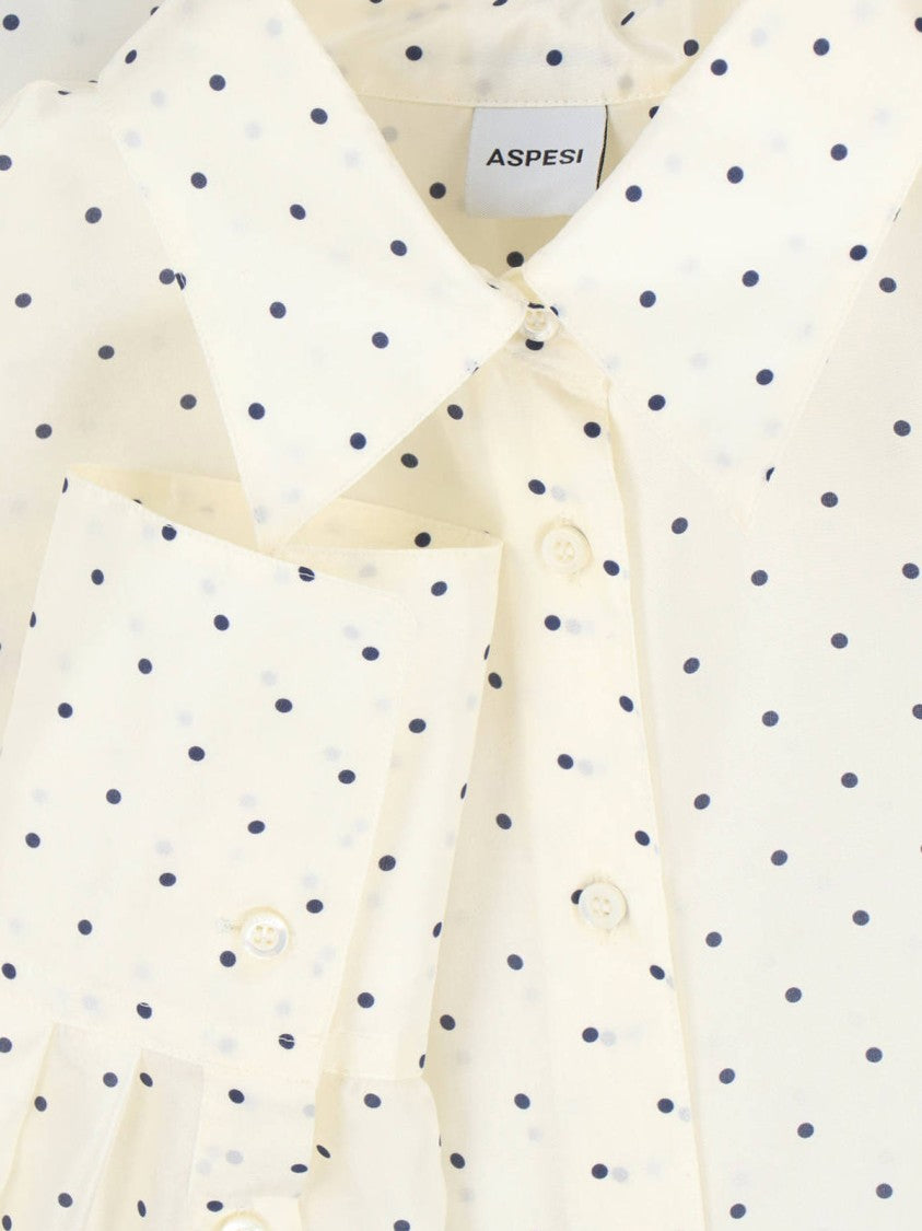 Aspesi Silk Shirt With All-Over Polka Dot Pattern