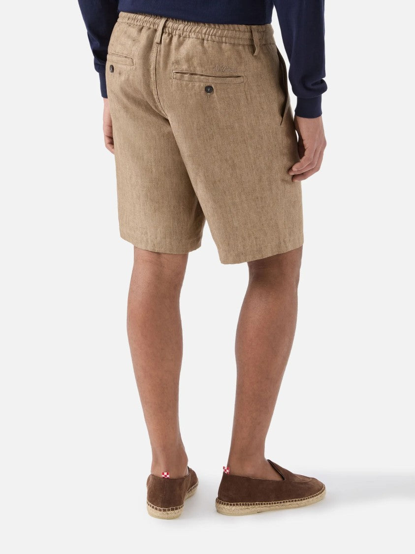 Mc2 Saint Barth Tailored Beige Shorts With Flat Front