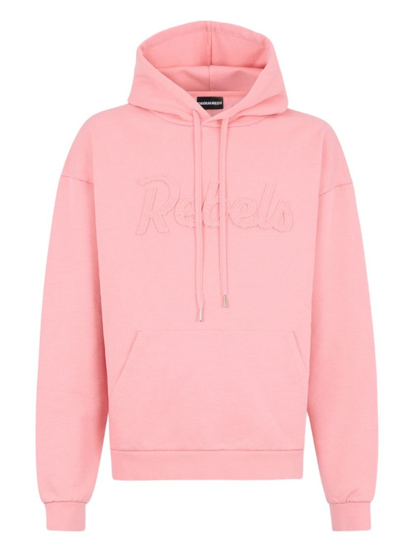 Dsquared2 Pink Hooded Rib Knit Pouch Hoodies