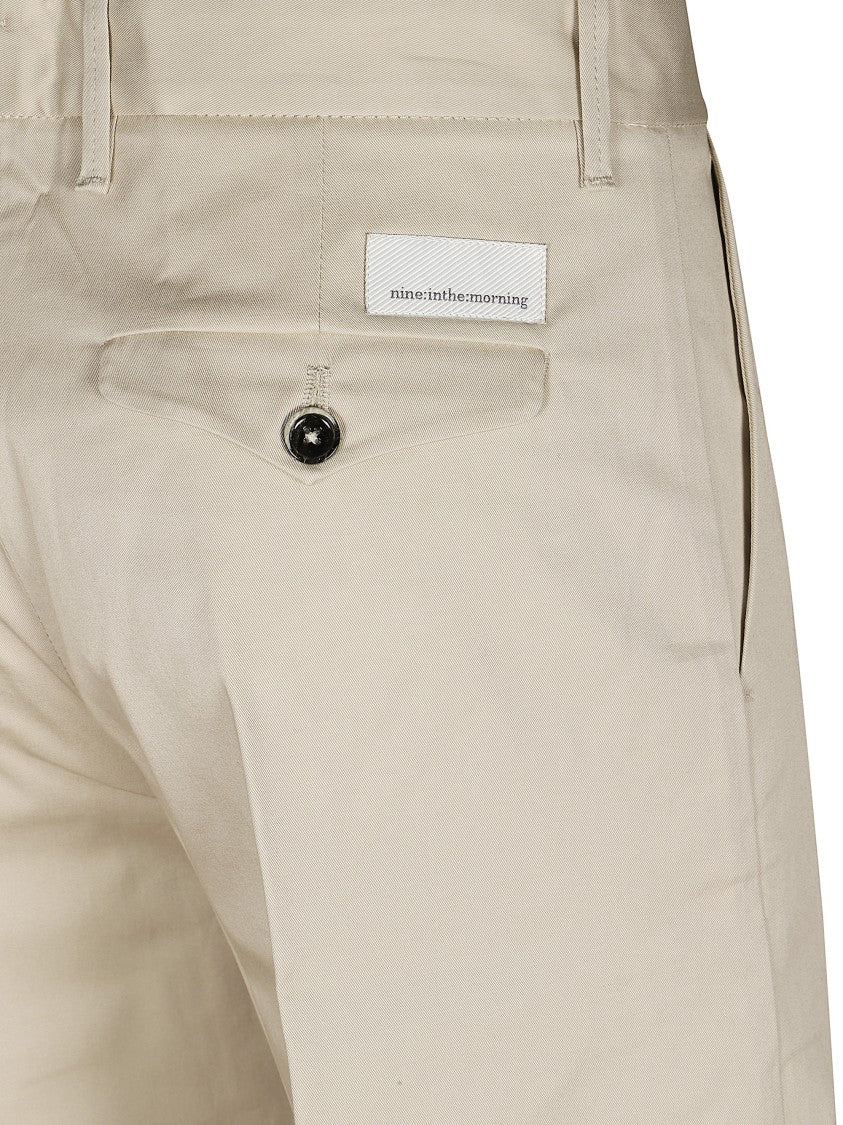 Nine In The Morning Beige Fold 2 Logo Trousers