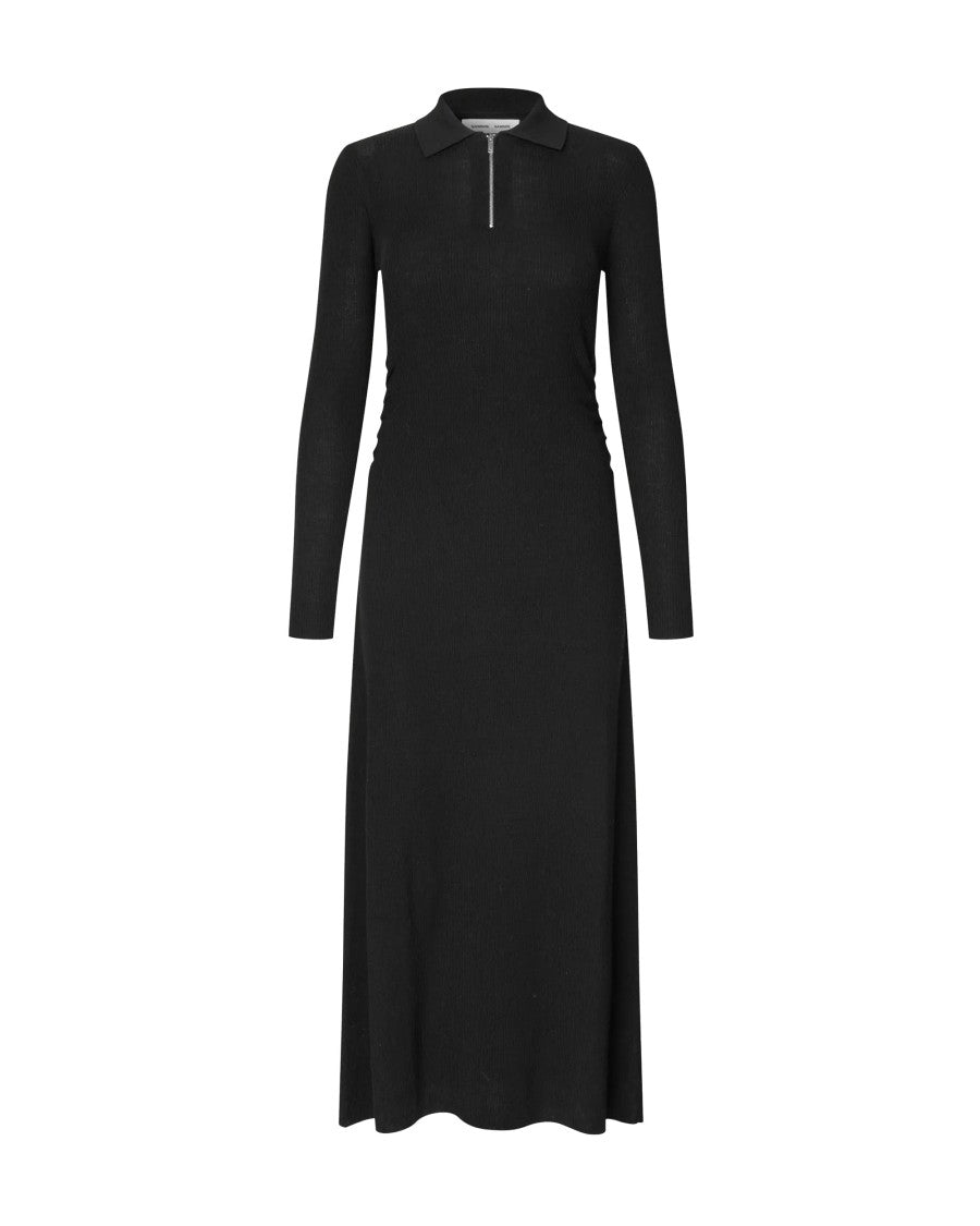Samsøe Samsøe Black Sanelly Ribbed Zip Maxi Dress