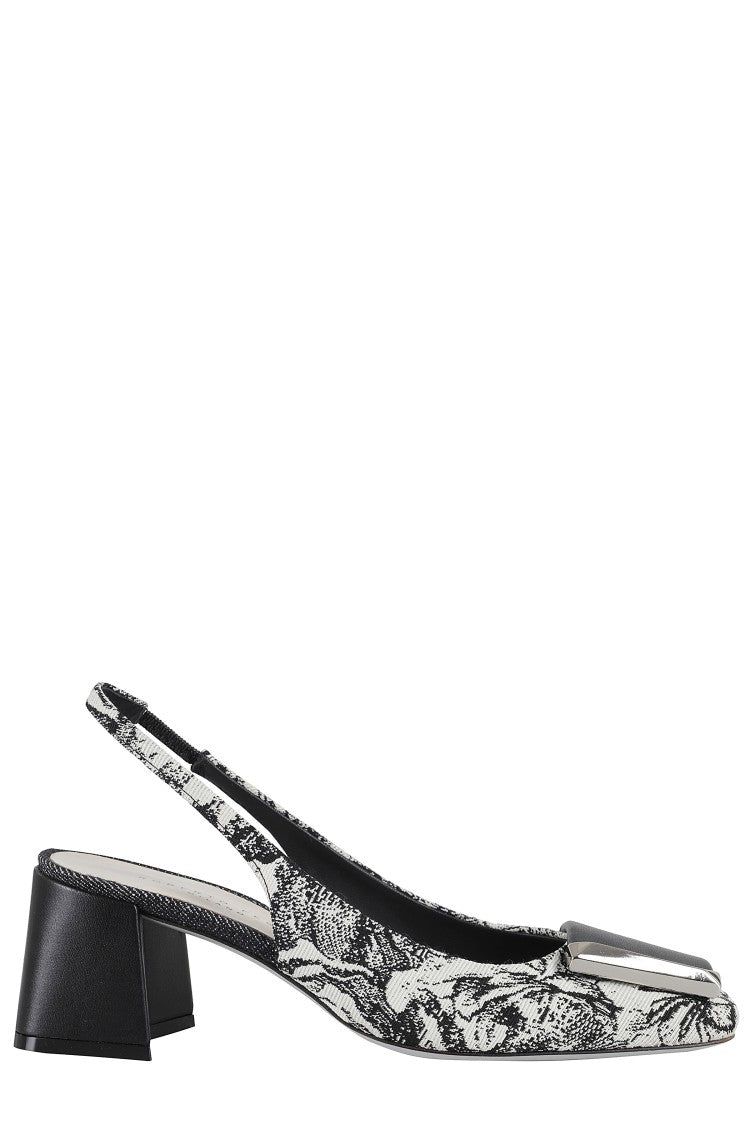 Roberto Festa Slingback Juin With Sculptural Heel And Jacquard Detailing