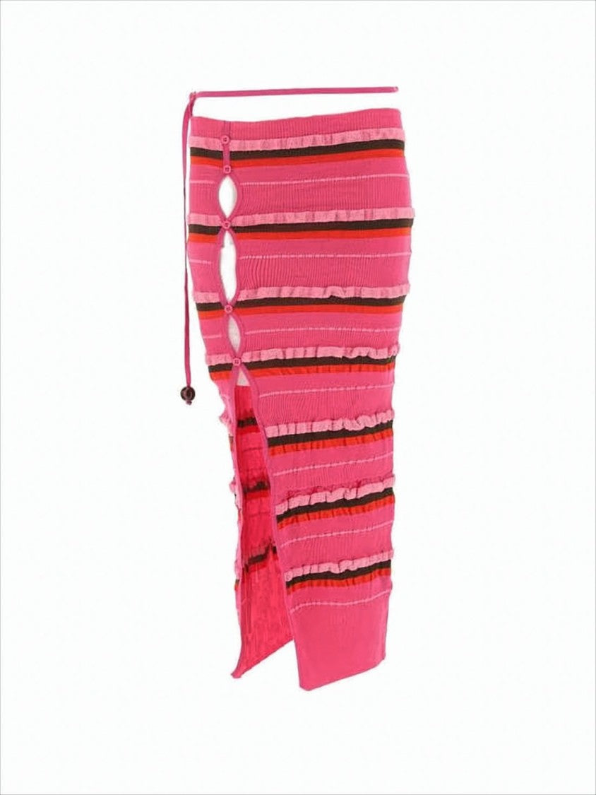 Jacquemus Maxi Skirt With Ruffled Details And Side Slit