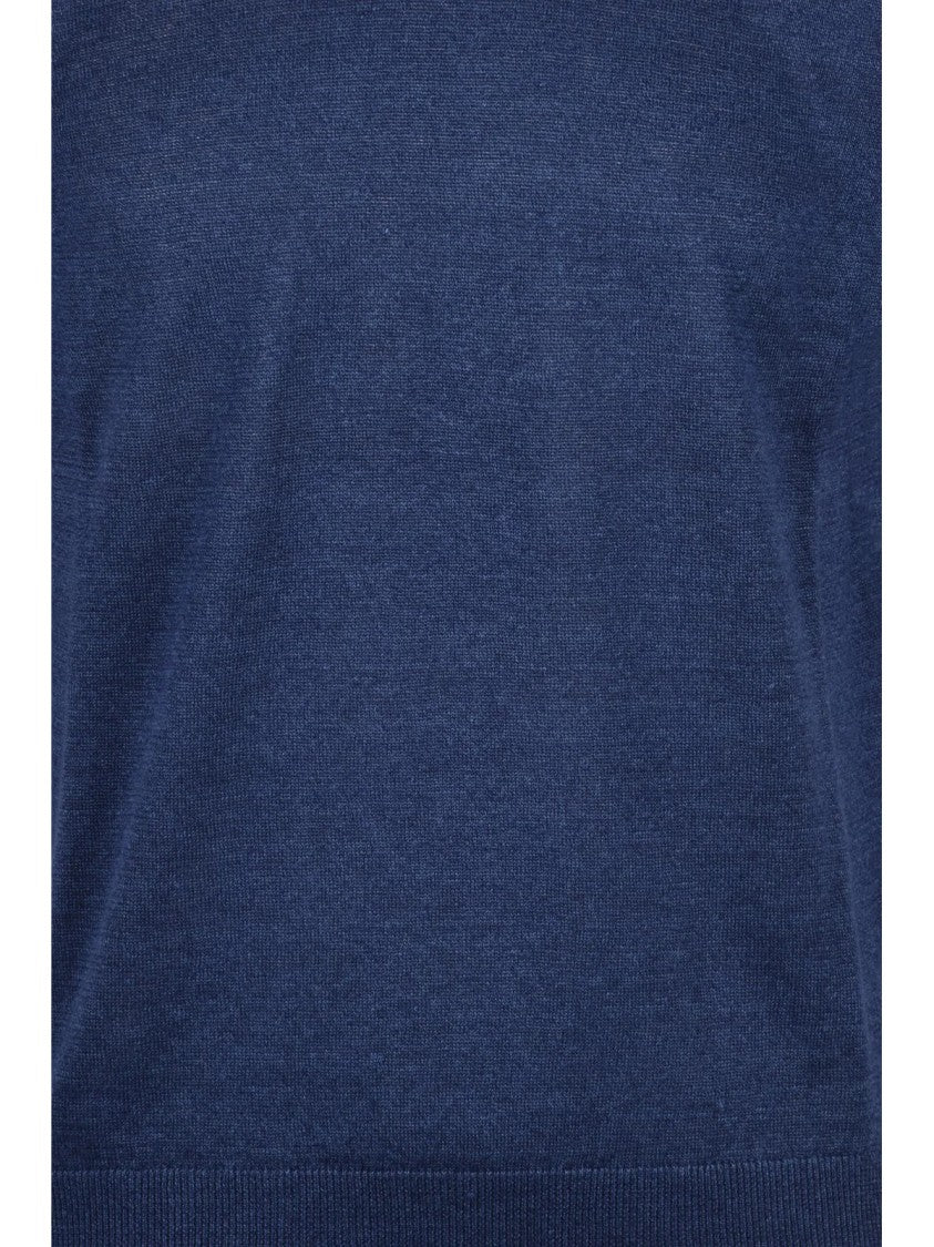 Drumohr Deep Blue Fitted Crewneck Top