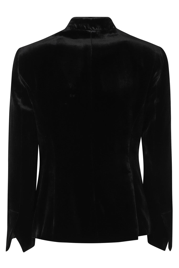 Kiltie Ginevra Black Single-Breasted Velvet Blazer
